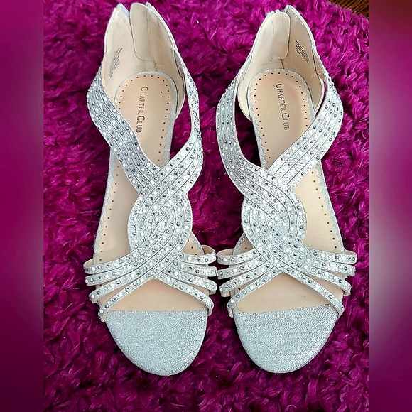 Charter Club Sparkling Silver Zip Up Slippers - Picture 2 of 5